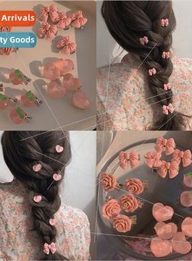 Korean sweet pink small hair clips twist braided hair headdr
