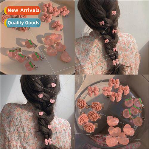 Korean sweet pink small hair clips twist braided hair headdr