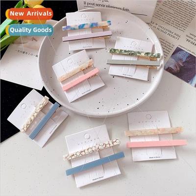 New Korean checkered broken hair clips simple rectangular du