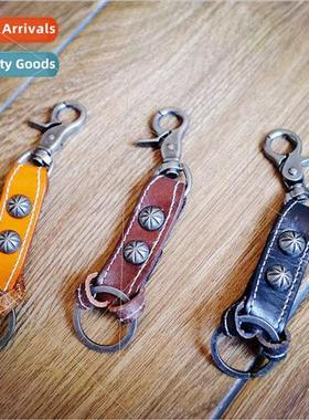 Handmade Keychain Features Cowhide Keyring Chain Men Vintage