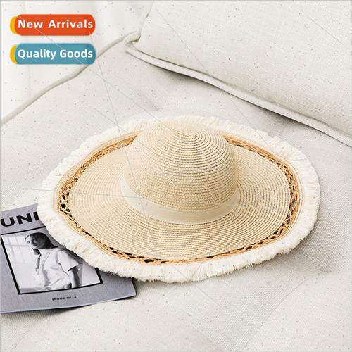Straw hat female small fresh Korean  woolen edge large brim