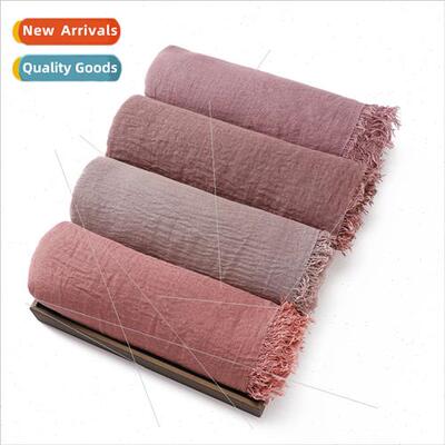 Solid color cotton linen breathable sarong encrypted sunscre