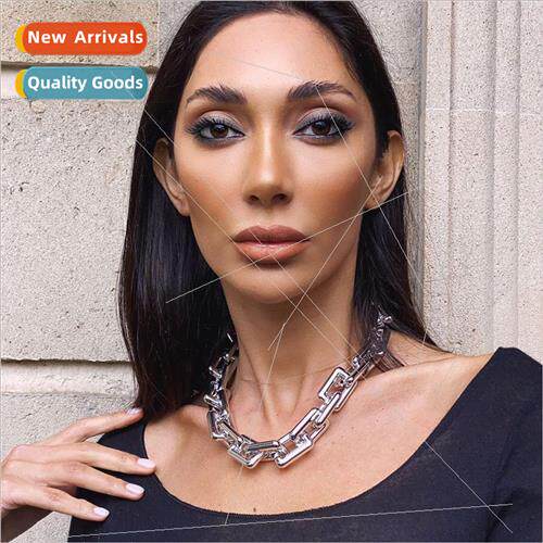 fb1951 Europe necklace colorful square hole chain chunky sim