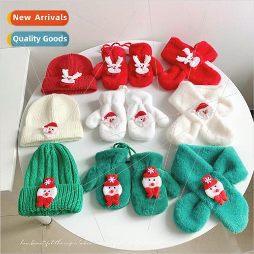 Children Christmas gifts cartoon antler hat scarf gloves set