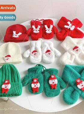Children Christmas gifts cartoon antler hat scarf gloves set
