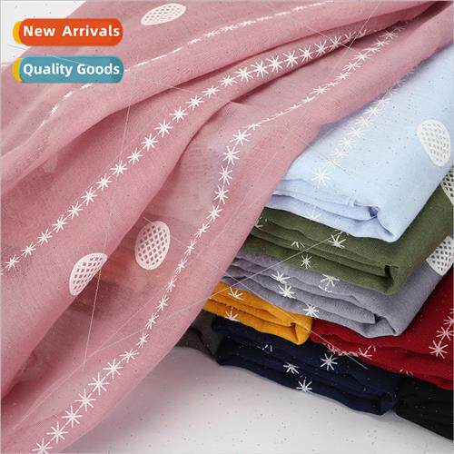 Cotton linen bubble flower print polka dot solid color ladie