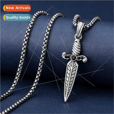 Dagger sword pendant diamonds necklace 适用men women retro h