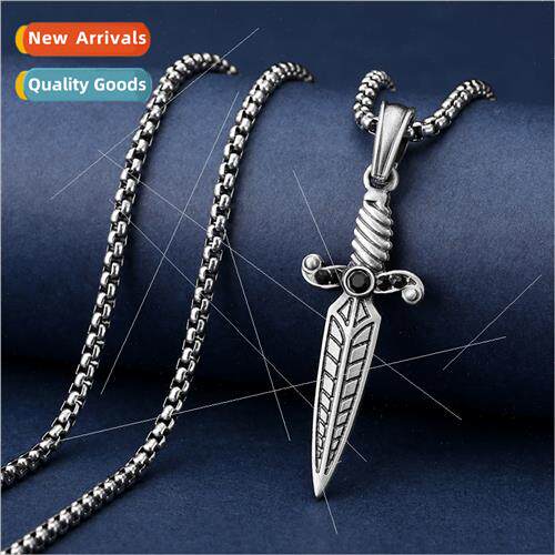 Dagger sword pendant diamonds necklace 适用men women retro h