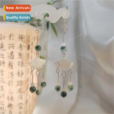 New lime green tassel earrings ancient earrings ear hooks ne
