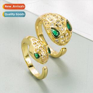 Europe fashion gold snake green eyes spir snake ring copper