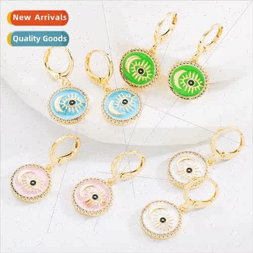 Europe new copper gold-plated zirconia drop oil round drop e