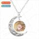 Girl Frog Glass Oil Dome Painting Necklace Fairytale Moon
