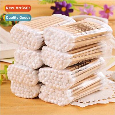 Wooden cotton swabs double-ended cosmetic cotton swabs dispo