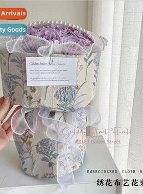 High-definion embroidery floral packaging fabric diy bouquet