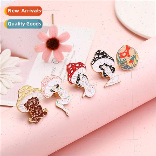 2021 new creative personalized oil drop brooch mushroom girl
