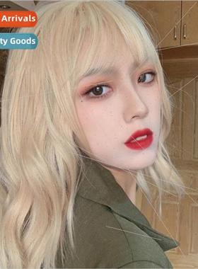 ght blonde wig women medium long locks lisa hair color chemi