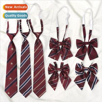 Akonyo gold red striped lazy no-tie Japan college tie female