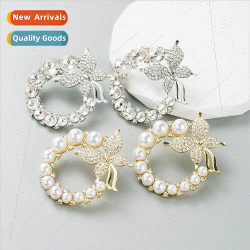 Ins Europe fashion geometric pearl earrings female alloy ele