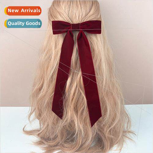 new velvet bow ribbon hair clips female fashion versatile ba