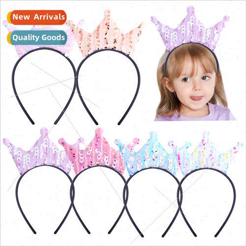 Headband Children crown birthday cartoon cute sequins fabric
