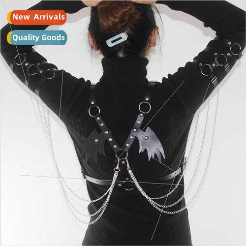 New sm queen leather bondage props tassel body chain angel w