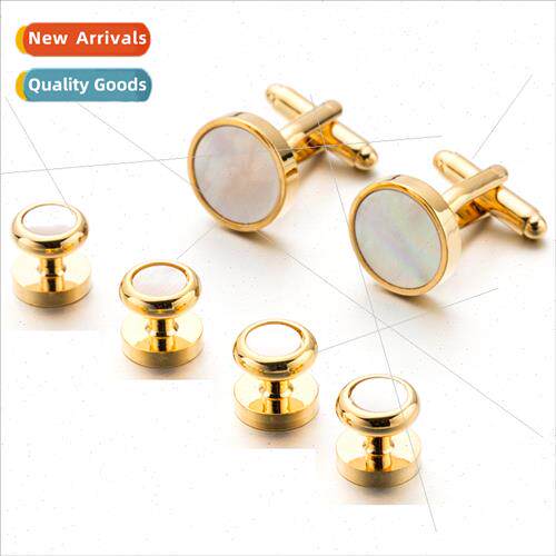 Set 6 dress cufflinks round shell cufflinks high  cufflinks