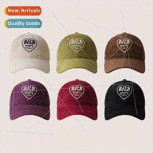 hat female embroidered ins corduroy new letters duck Korean
