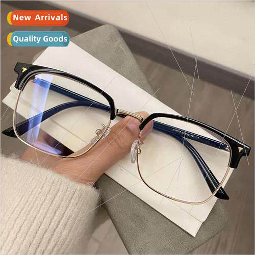 Half frame myopia glasses polytechnic men retro anti-blue li