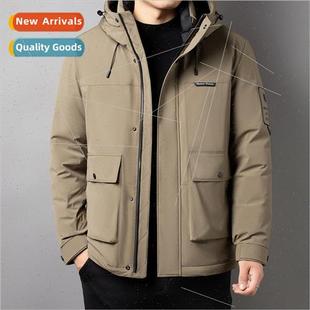 short casual warm down thickened jacket hooded Men fashion