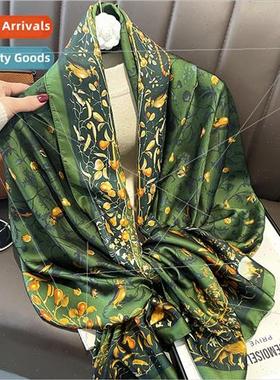 Floral Printed Long lk Scarf Outdoor Photo Beach Towel Outer