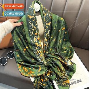 Floral Printed Long lk Scarf Outdoor Photo Beach Towel Outer