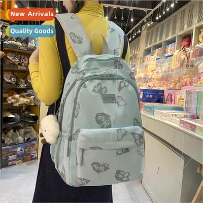 Mori School Shoulder Bag Butterfly Printing Student Schoolba