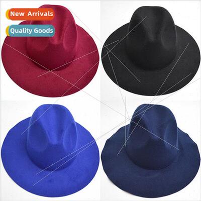 2023 Spring Autumn England retro large brim jazz hat solid c