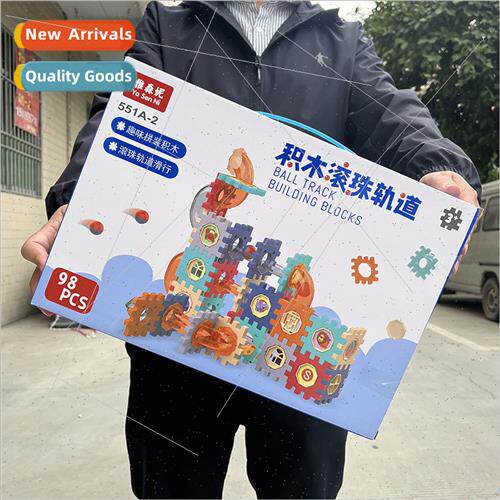 Children play house assembled building blocks tumbler track