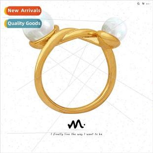 beads twisted ring French niche colorful women tarnis inset