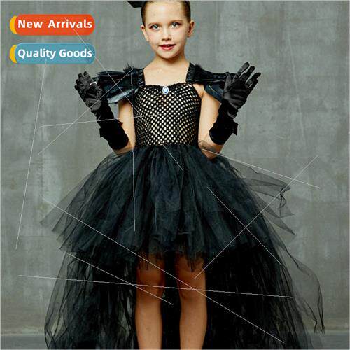 Sequins Wings Girls Cosplay Dresses Evil Queen Trailing Dres