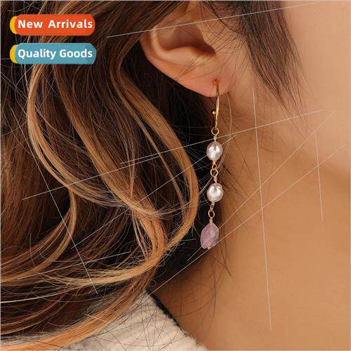 Europe natural freshwater pearl earrings fashion simple nich