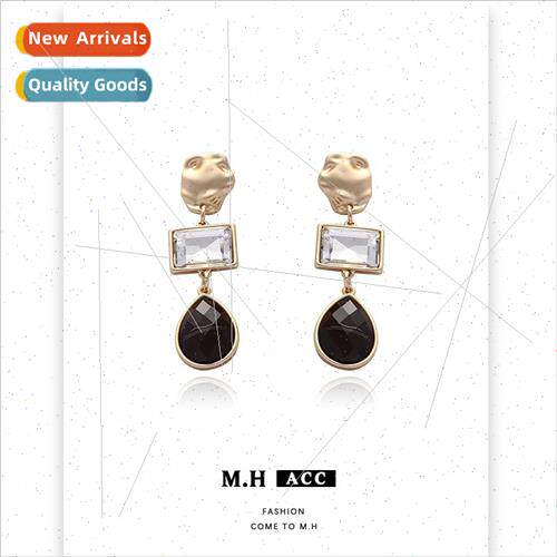 Matte gold color water drop pendant earrings适用women 925 si