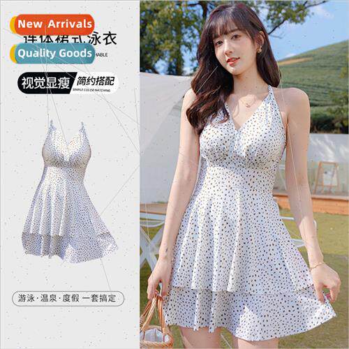 One-piece swimsu female fashion polka dots thin skirt conser