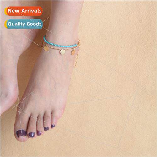 Europe Retro Fashion Women Ankle Jewelry Turquoise Beaded Me