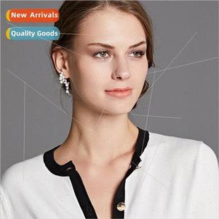 S925 Koreafashion asymmetric zirconia earrings silver needle