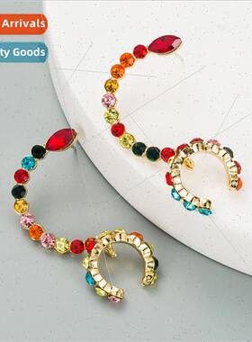 Europe new dual-use ear needle ear clip alloy colored rhines