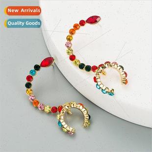 Europe new dual-use ear needle ear clip alloy colored rhines