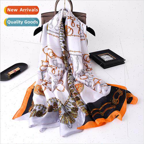 2021 new simulation silk silk scarf women 2021 summer vacati