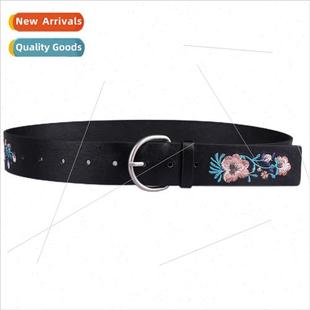 Buckle Ethnic Pin Embroidered Belt Women