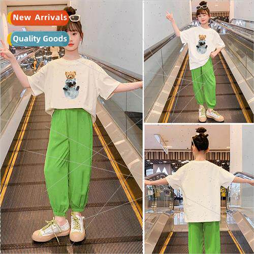 2023 Girl su summer new loose cute bear short-sleeved top gr