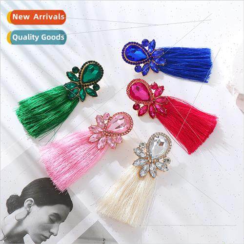 Europe retro bohemian long tassel earrings female hundred ma