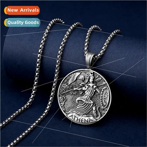 Ancient Greek Mint Goddess Athena Pendant Europe Men Vintage