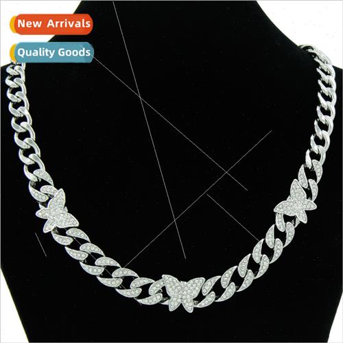 Men personalized patchwork diamond butterfly Cuban chain nec
