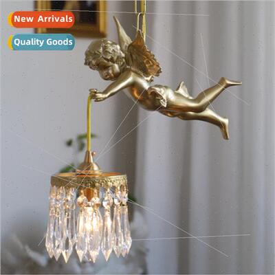 Vintage French vintage brass cherub chandelier aisle entranc